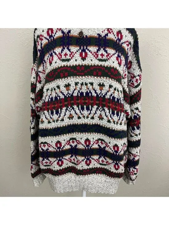 vintage 90s striped quirky indie grandpa sweater - Picture 3 of 8